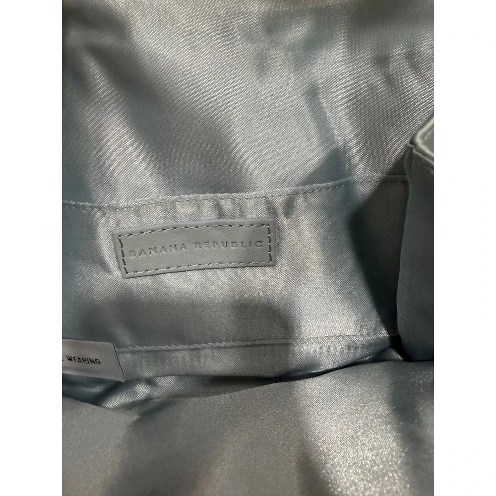 Banana Republic Light Blue Leather Bow Clutch Rhinestone Buckle Evening Bag